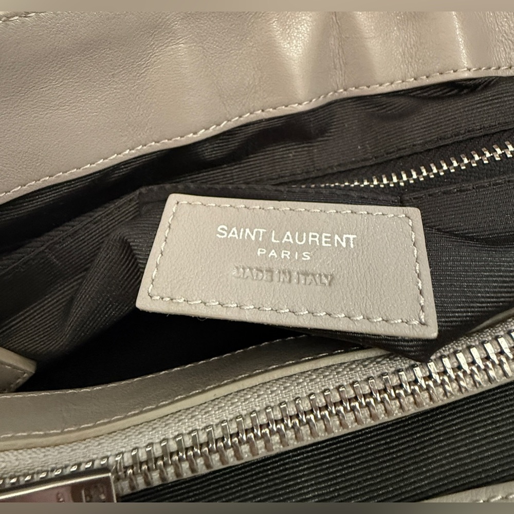 SAINT LAURENT Calfskin Y Quilted Monogram Medium Loulou Chain Satchel Granite - Picture 10 of 17